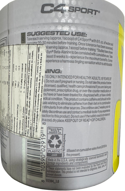 C4 Sport Pre-entreno sabor Blue Raspberry