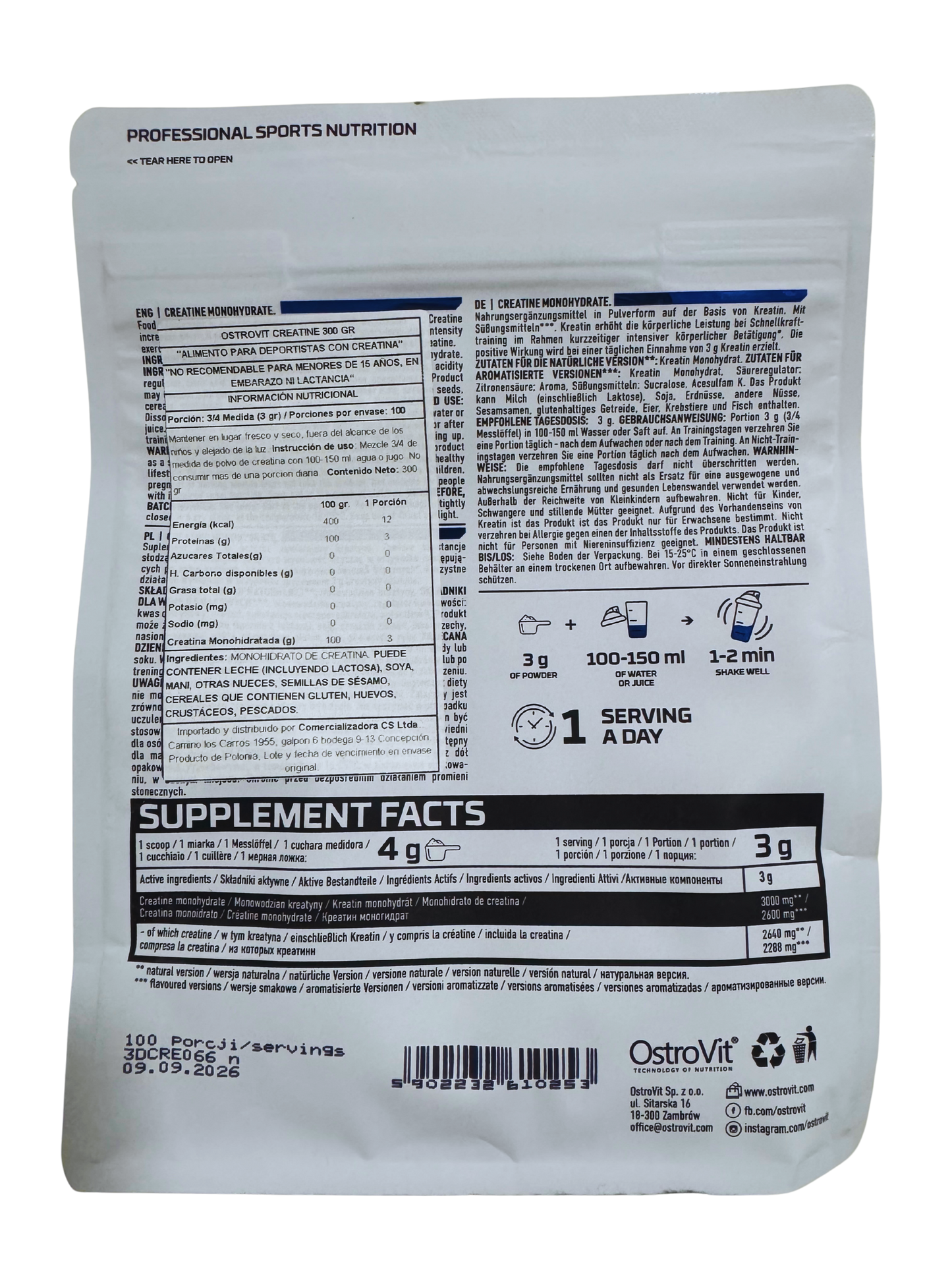 OstroVit Creatine Monohydrate - 300 g