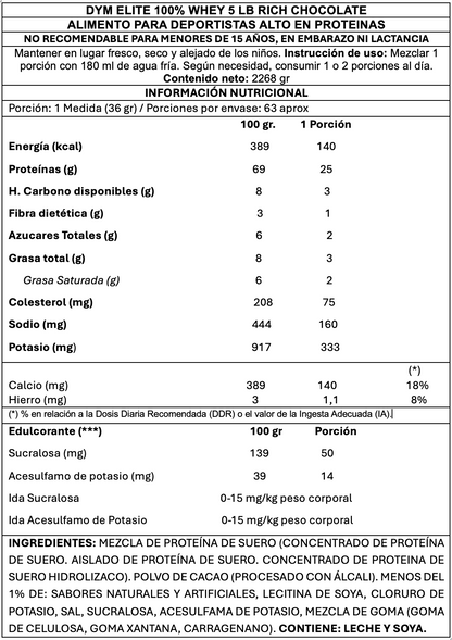 Dymatize Elite 100% Whey 5 Lb – Sabor Chocolate