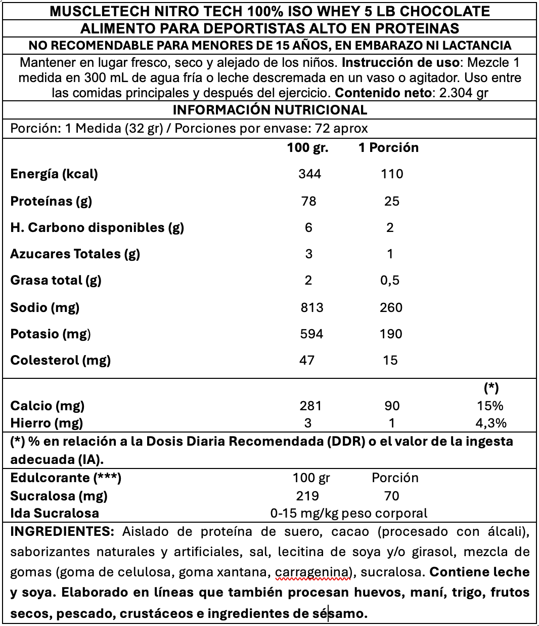 Muscletech ISO Whey 5 Lb – Chocolate