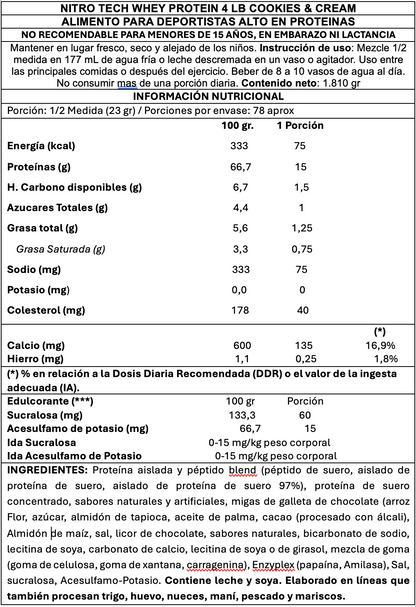 Muscletech Nitro-Tech Whey Protein 4 lb – Cookies & Cream