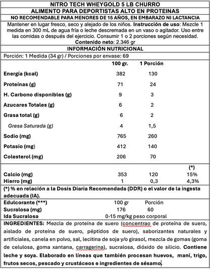 Muscletech Nitro - Tech 100% Whey Gold 5 LB – Churros (Limited Edition)